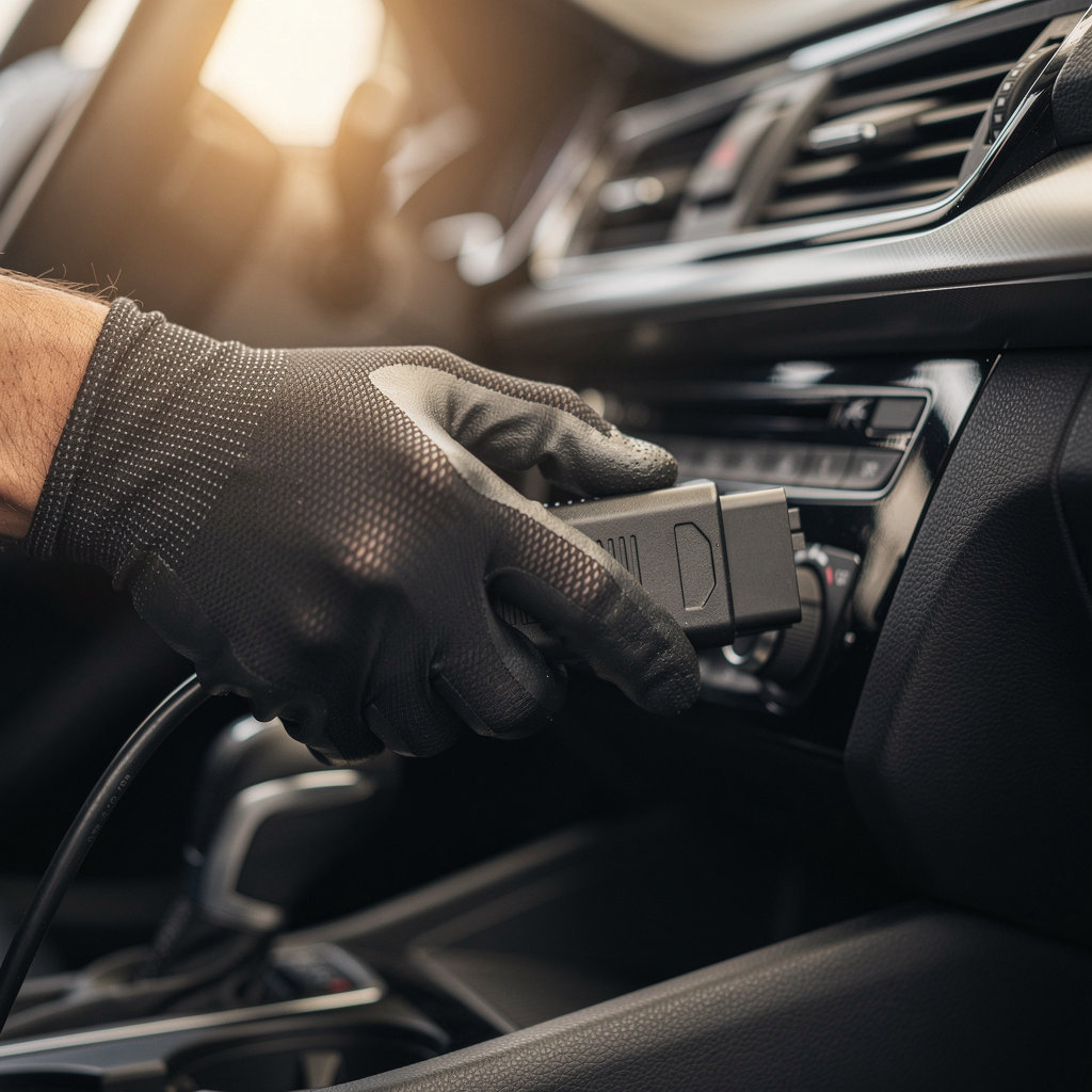 Hillcrest Smog & Repair technician performing a certified smog check on a vehicle in San Diego